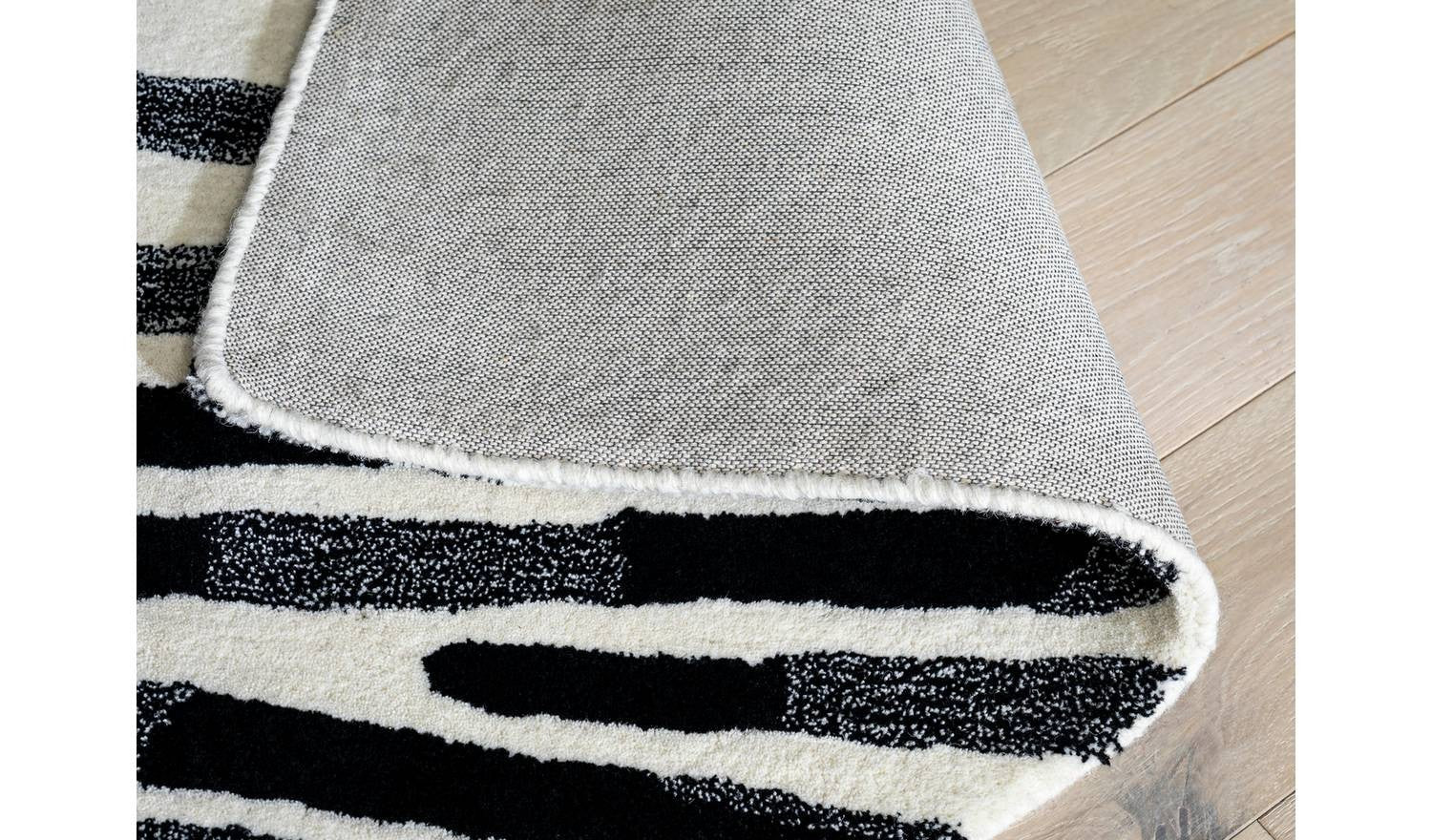Skandi Brush Marks Black & White Cut Pile Rug - Image 4
