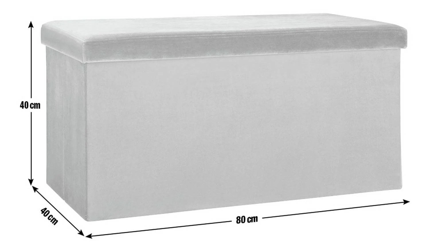 Smooth Velvet Ottoman Grey Storage Footstool Living Room Furniture - Image 2