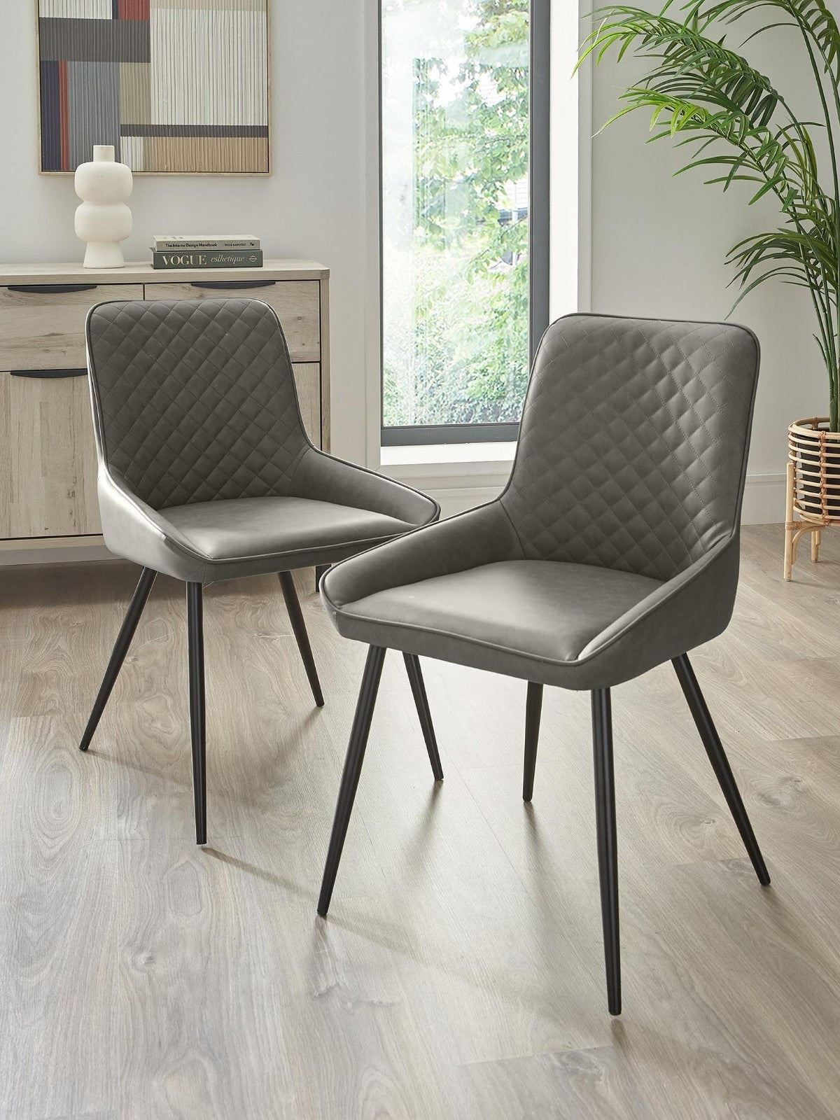 Sorena Pair of Dining Chairs Grey & Black FAST DELIVERY & TOP SELLER UK