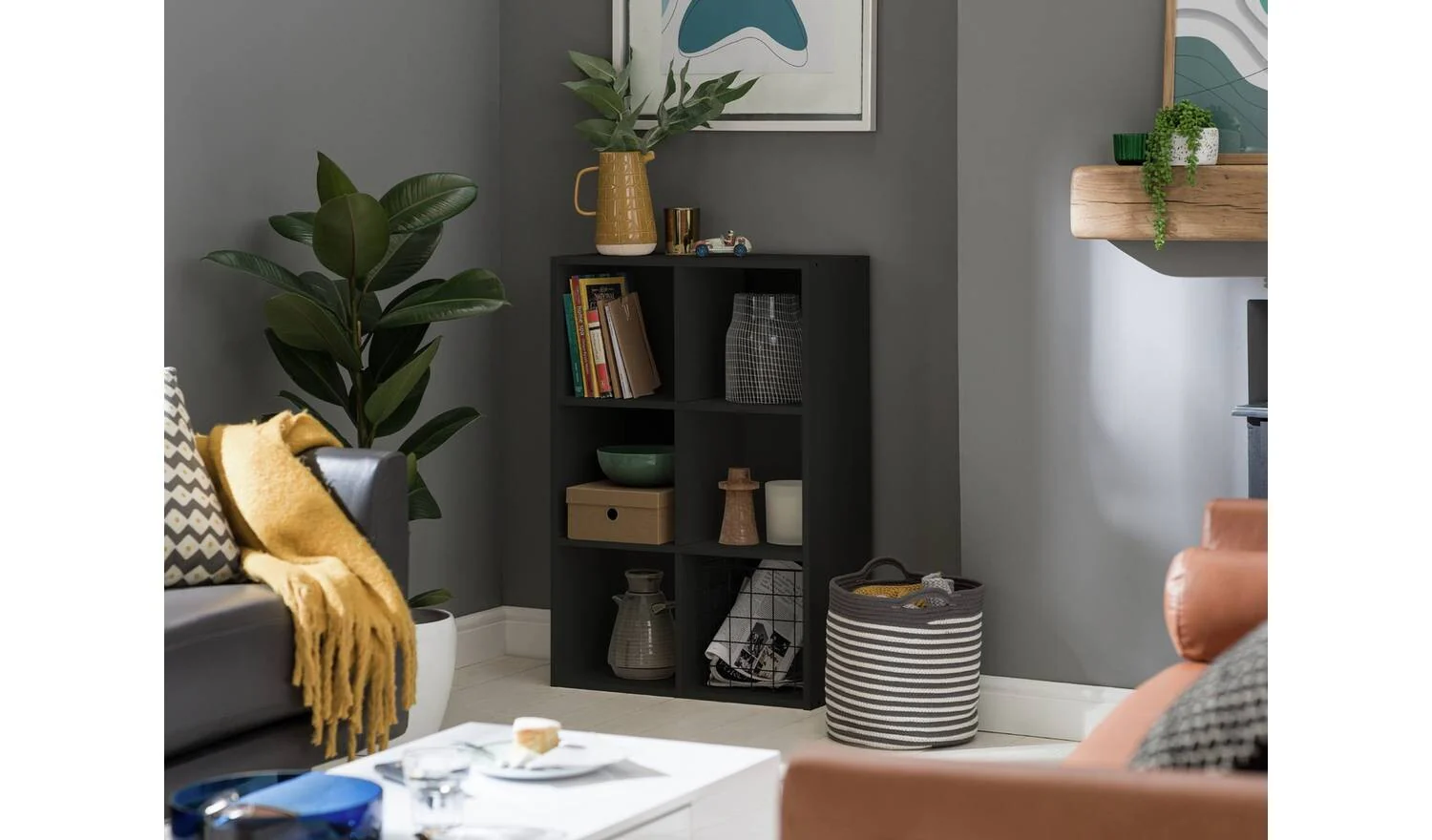 Squares 6 Cube Storage Unit Black Easy Assembly Durable Design - Image 3