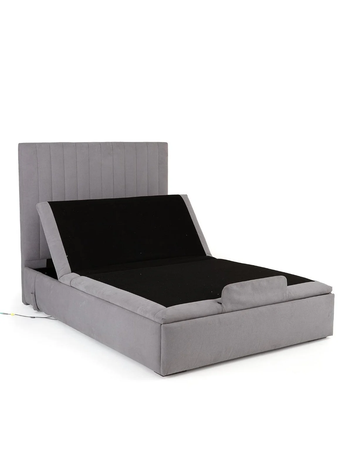 Talia Remote Controlled Adjustable Massage Bed Double Grey Fabric Upholstered - Image 3