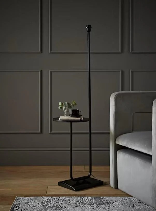 Tavel Metal Floor Lamp With Table Black Modern Design - Image 2