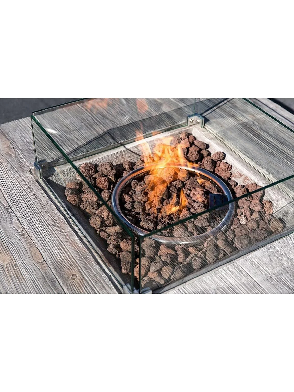 Teamson Home Outdoor Gas Fire Pit Rattan Easy Ignition - Image 3