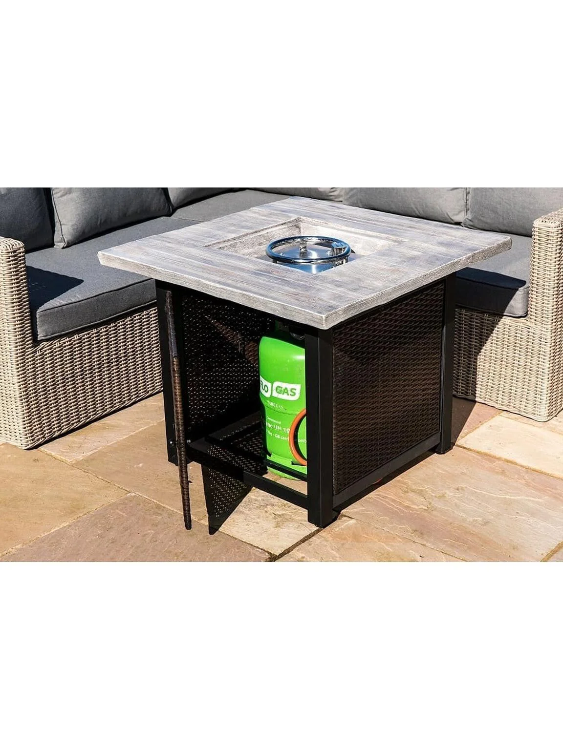 Teamson Home Outdoor Gas Fire Pit Rattan Easy Ignition - Image 5