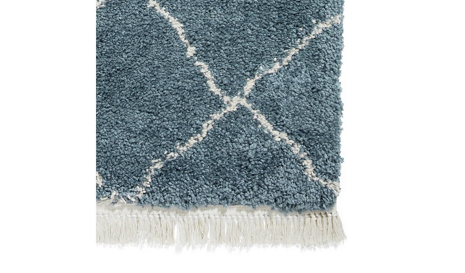 Think Rugs Boho Blue Shaggy Rug 120x170cm Soft Living Room Bedroom Floor - Image 4