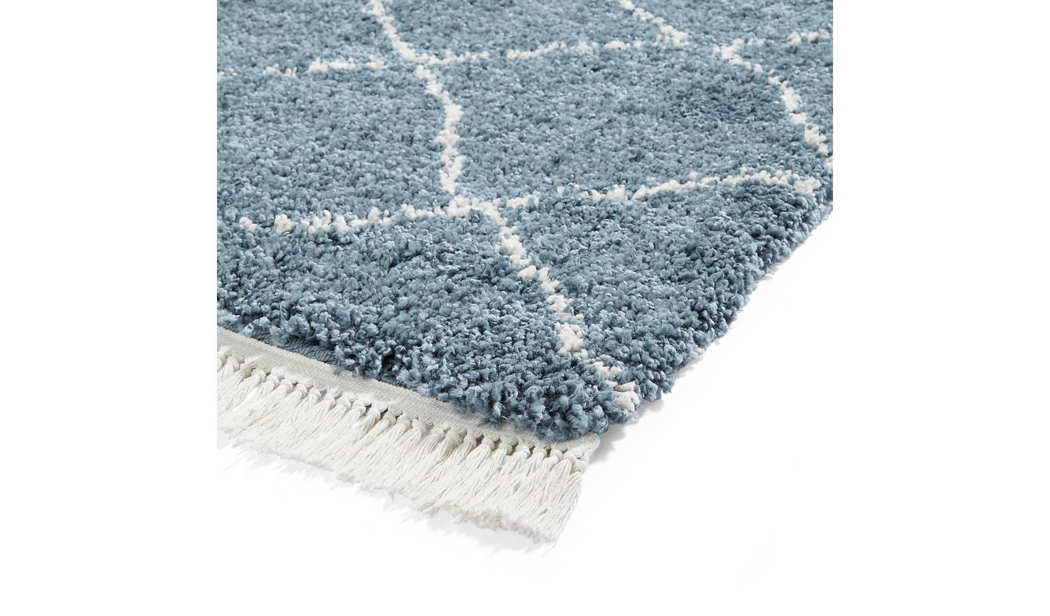 Think Rugs Boho Blue Shaggy Rug 120x170cm Soft Living Room Bedroom Floor - Image 5