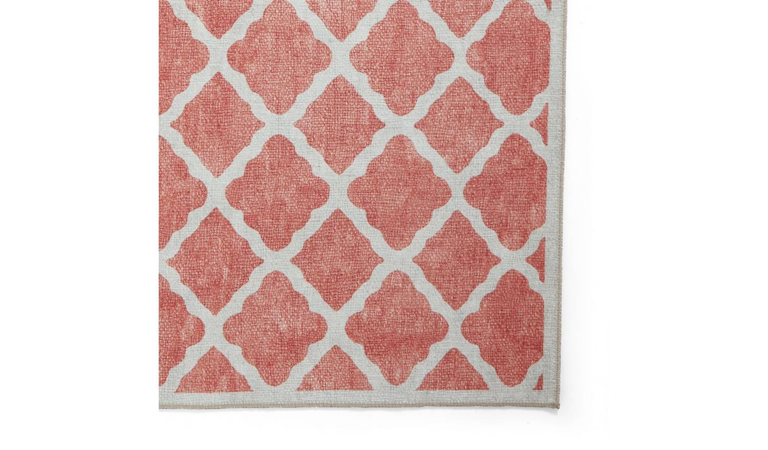 Think Rugs Washable Coral Orange Flatweave Rug 122x170cm Living Room Floor - Image 4