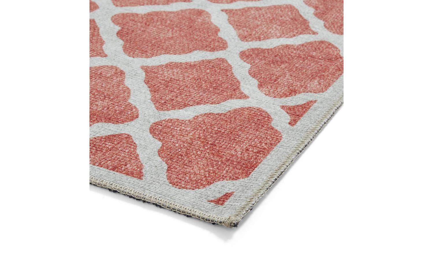 Think Rugs Washable Coral Orange Flatweave Rug 122x170cm Living Room Floor - Image 5