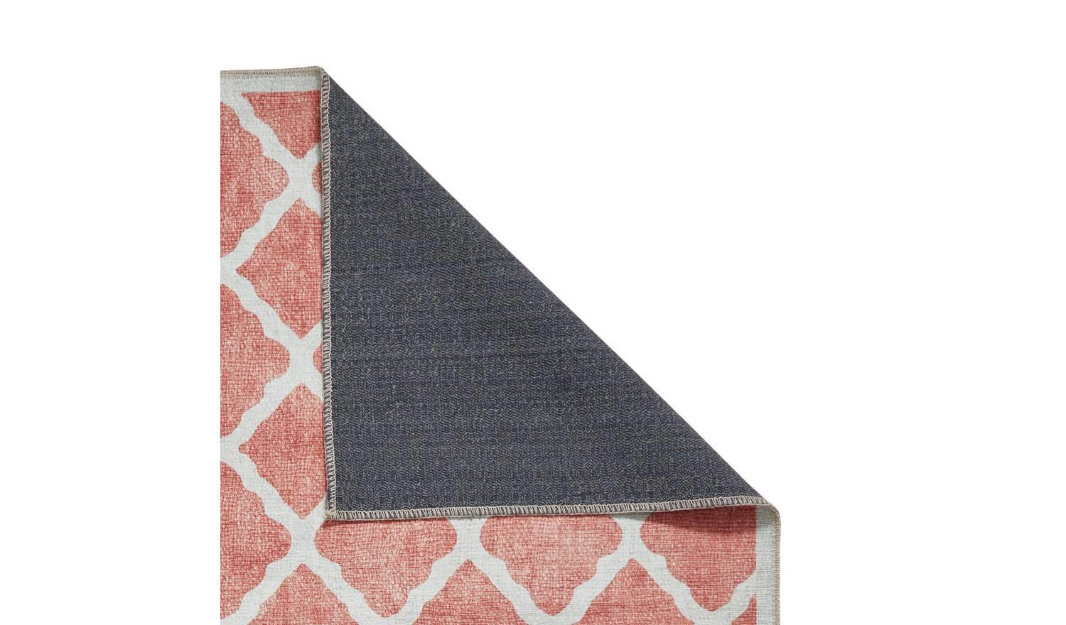 Think Rugs Washable Coral Orange Flatweave Rug 122x170cm Living Room Floor - Image 8