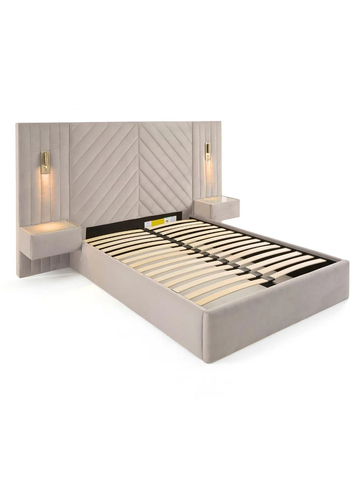 Torrance Double Bed Cream | Built-In Side Tables & LED Lights - Image 3