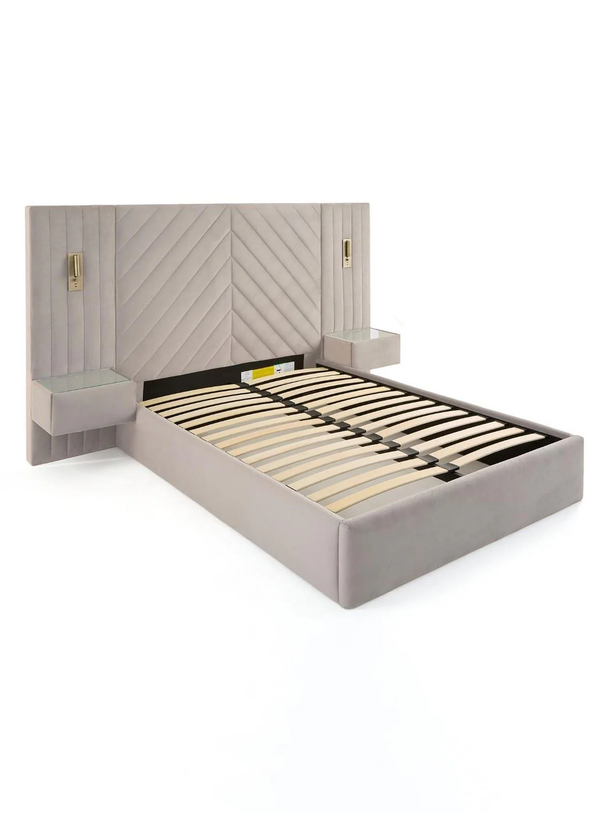 Torrance Double Bed Cream | Built-In Side Tables & LED Lights - Image 4