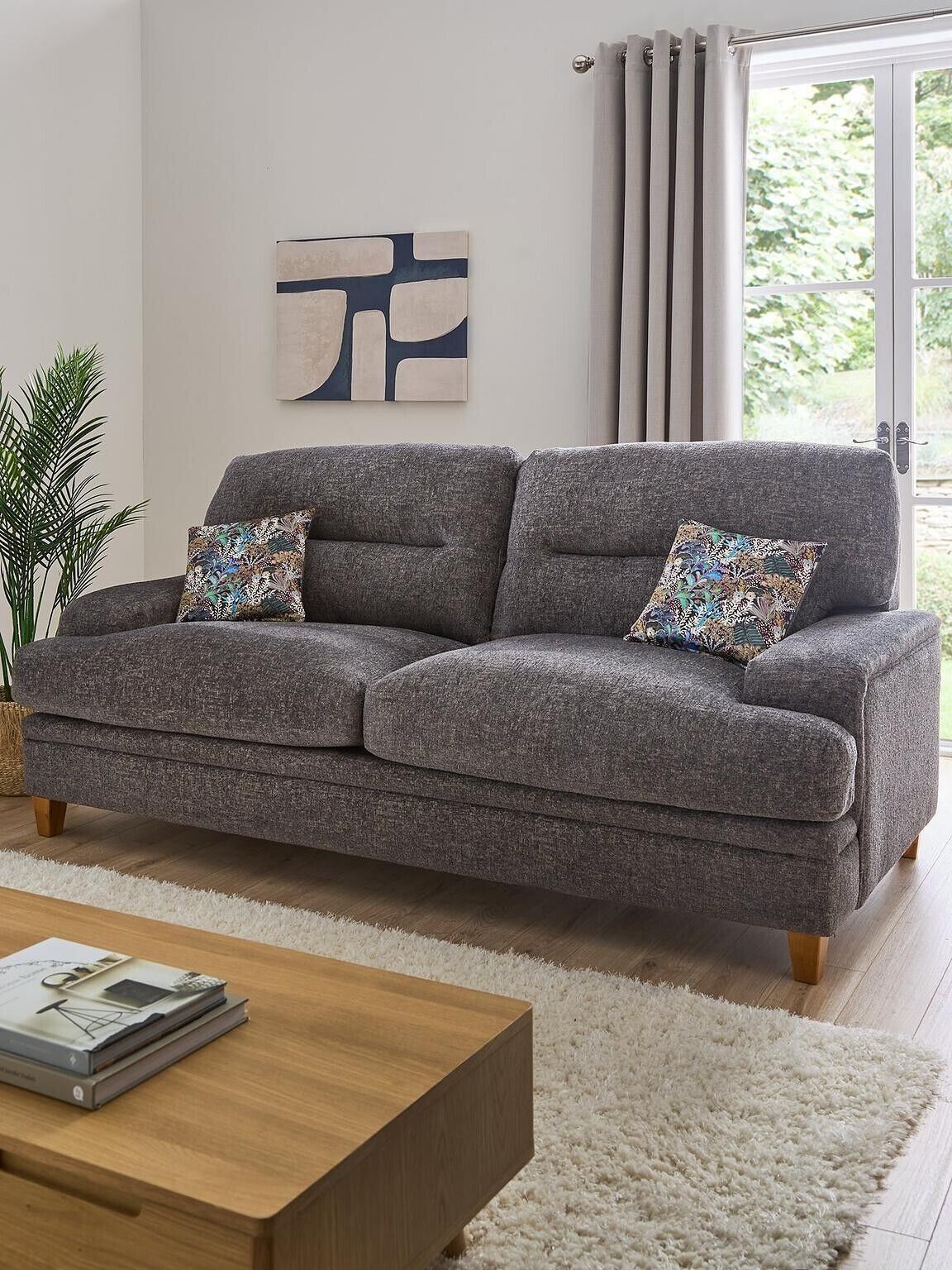 Trieste 3 Seater Fabric Sofa Charcoal  Cozy and Stylish Livingroom Furniture