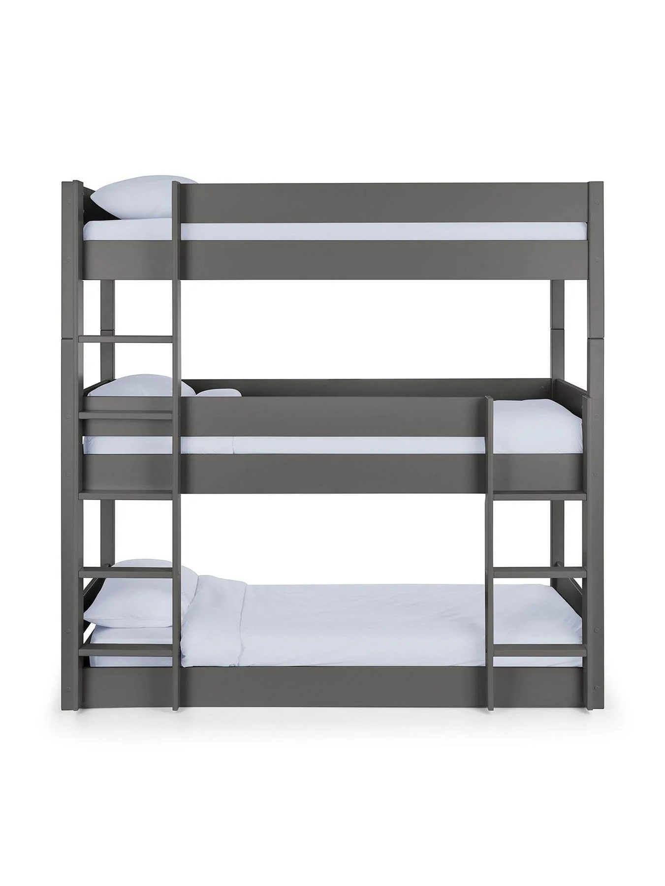 Trio Triple Bunk Bed Anthracite Grey With Ladder And Guard Rails - Image 3