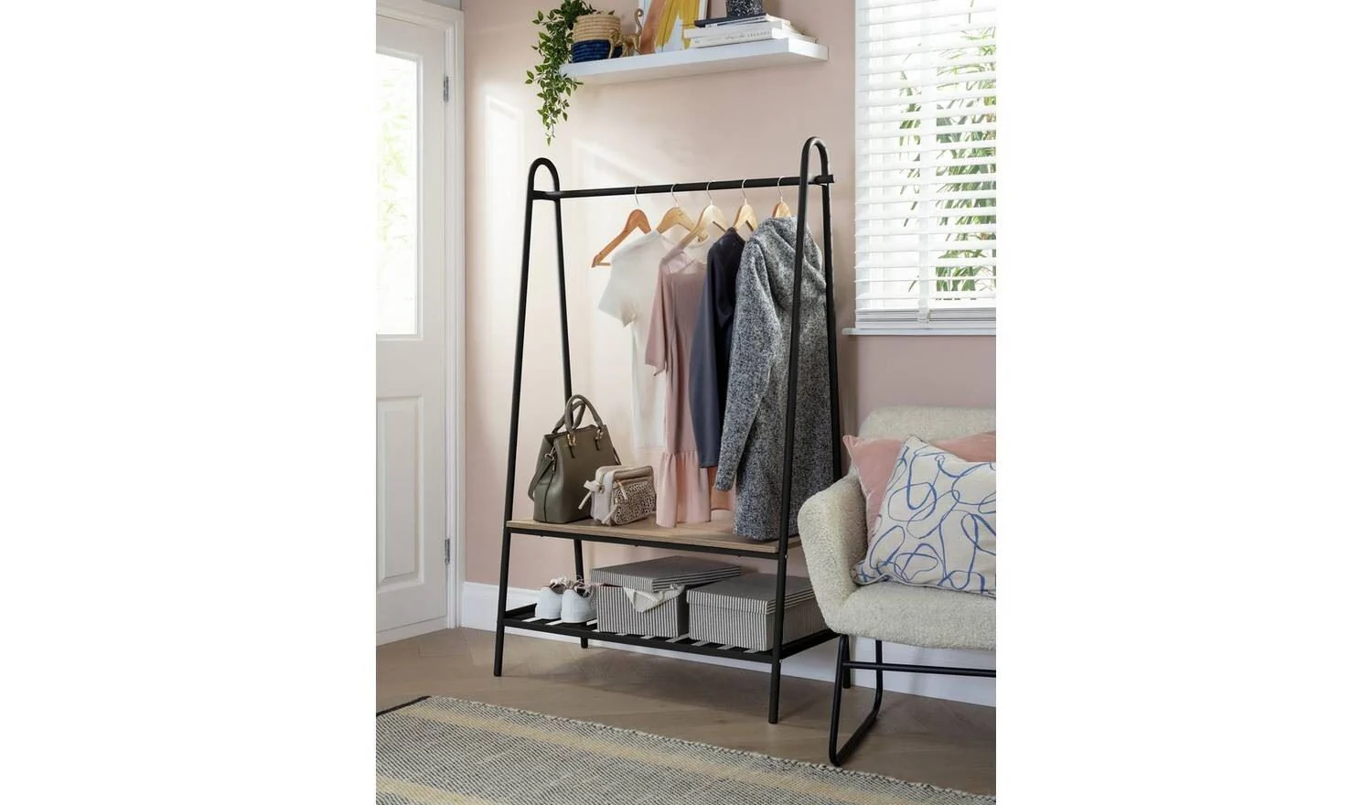 Turner Clothes Rail with Shoe Rack - Black - Image 6