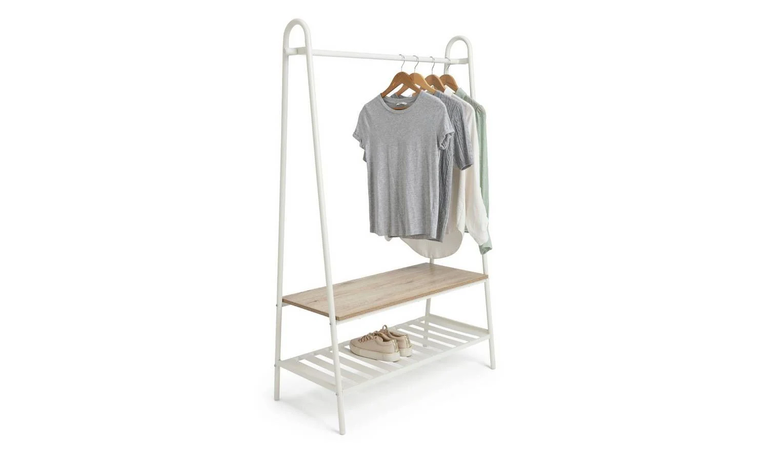 Turner Double Clothes Rail White Garment Rail Wardrobe Storage Organiser - Image 3