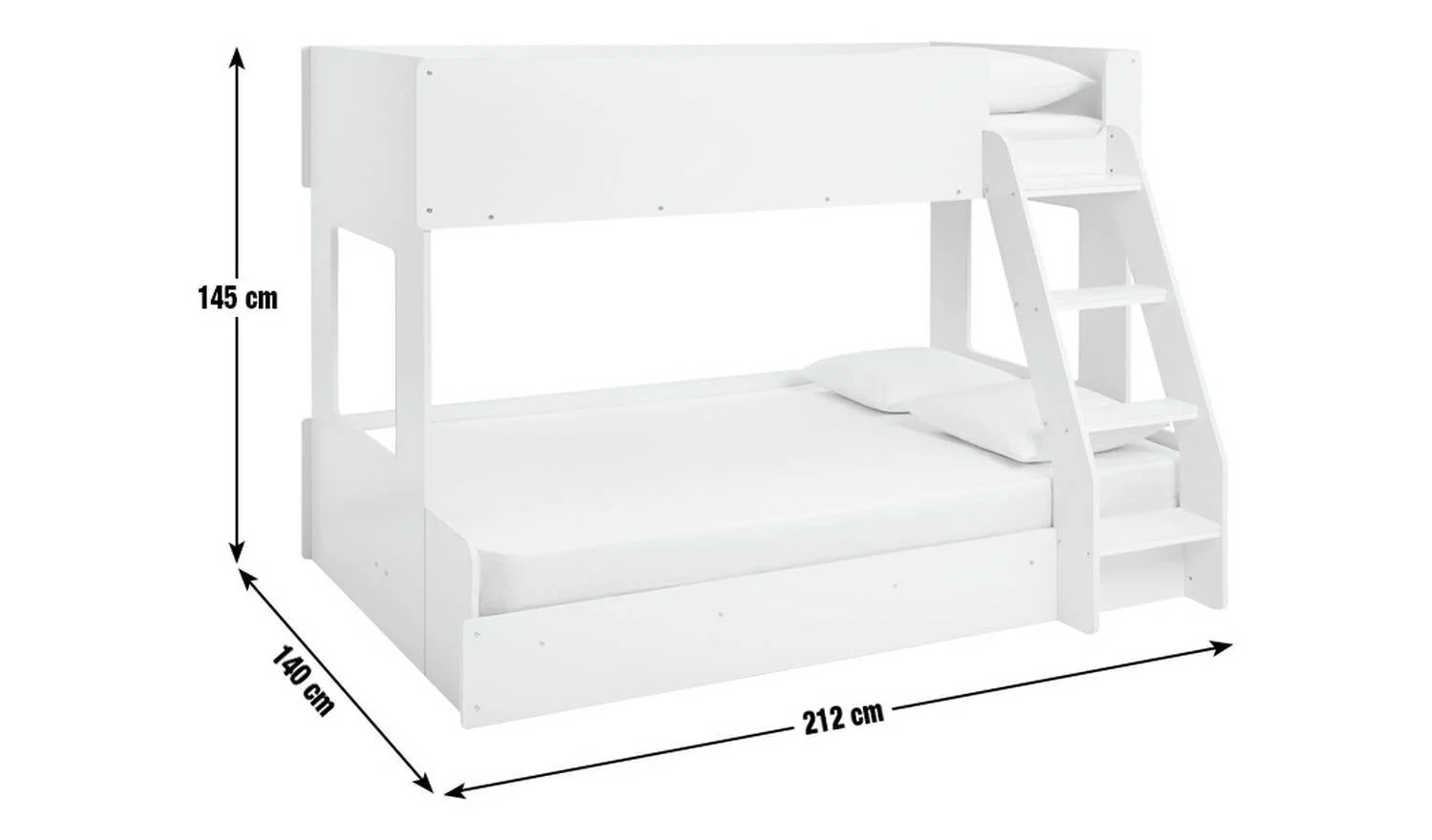 Ultimate Triple Double Single Bunk Bed White Kids Childrens Room - Image 2