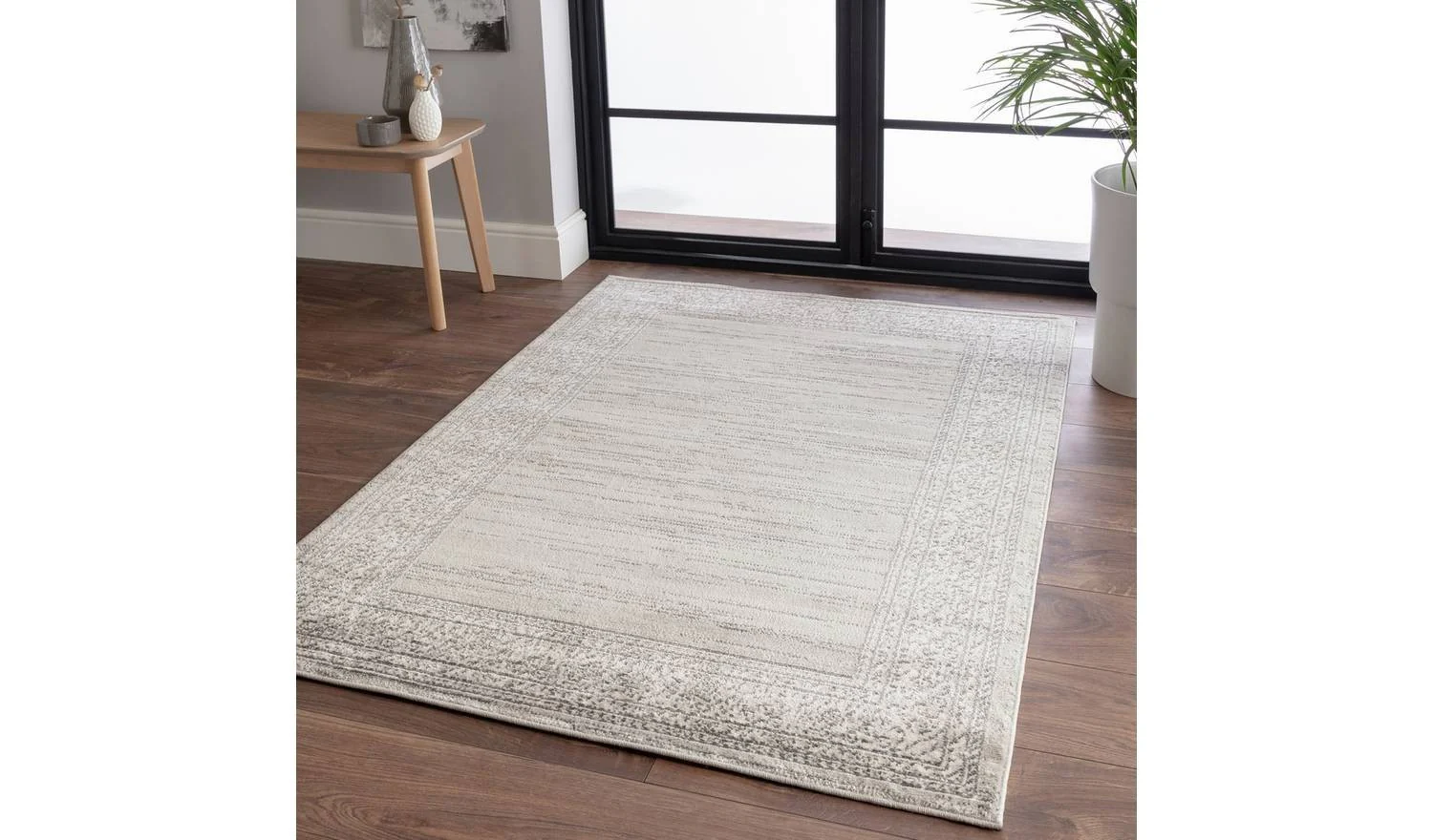 Vintage Border Cream Cut Pile Rug 230x160cm Traditional Living Room Floor - Image 2