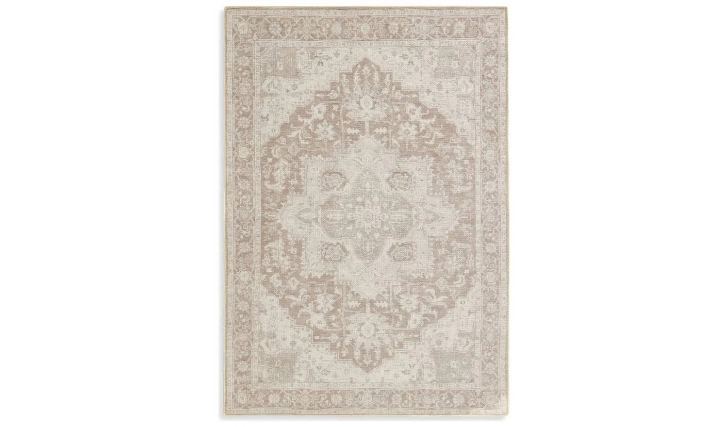 Vintage Effect Neutral Flatweave Rug 120x170cm Distressed Living Room