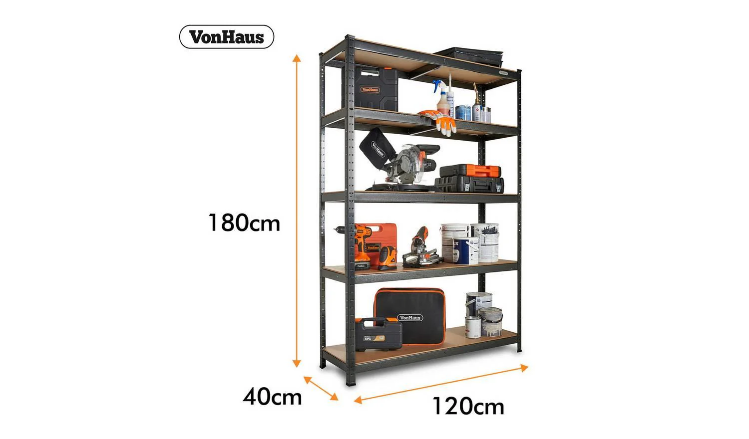 VonHaus 5 Tier Extra Wide Racking Shelving Unit - Image 5