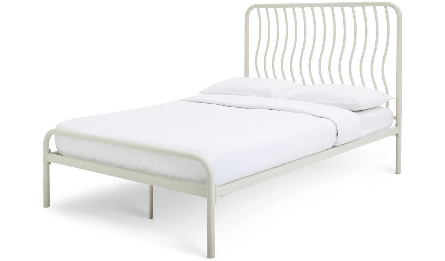 Wave Kingsize Metal Bed Frame Off White Modern Bedroom Storage