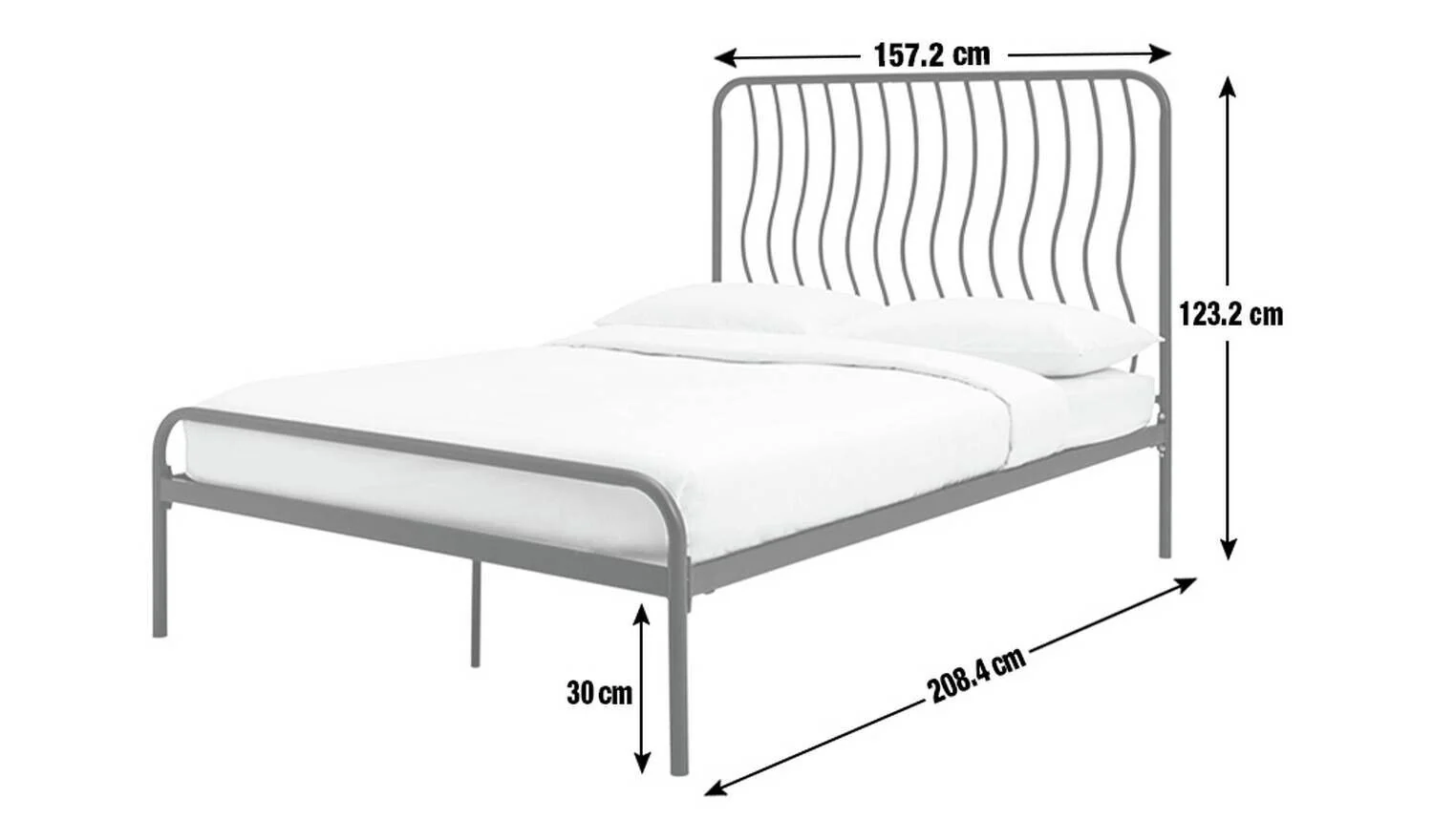 Wave Kingsize Metal Bed Frame Off White Modern Bedroom Storage - Image 2