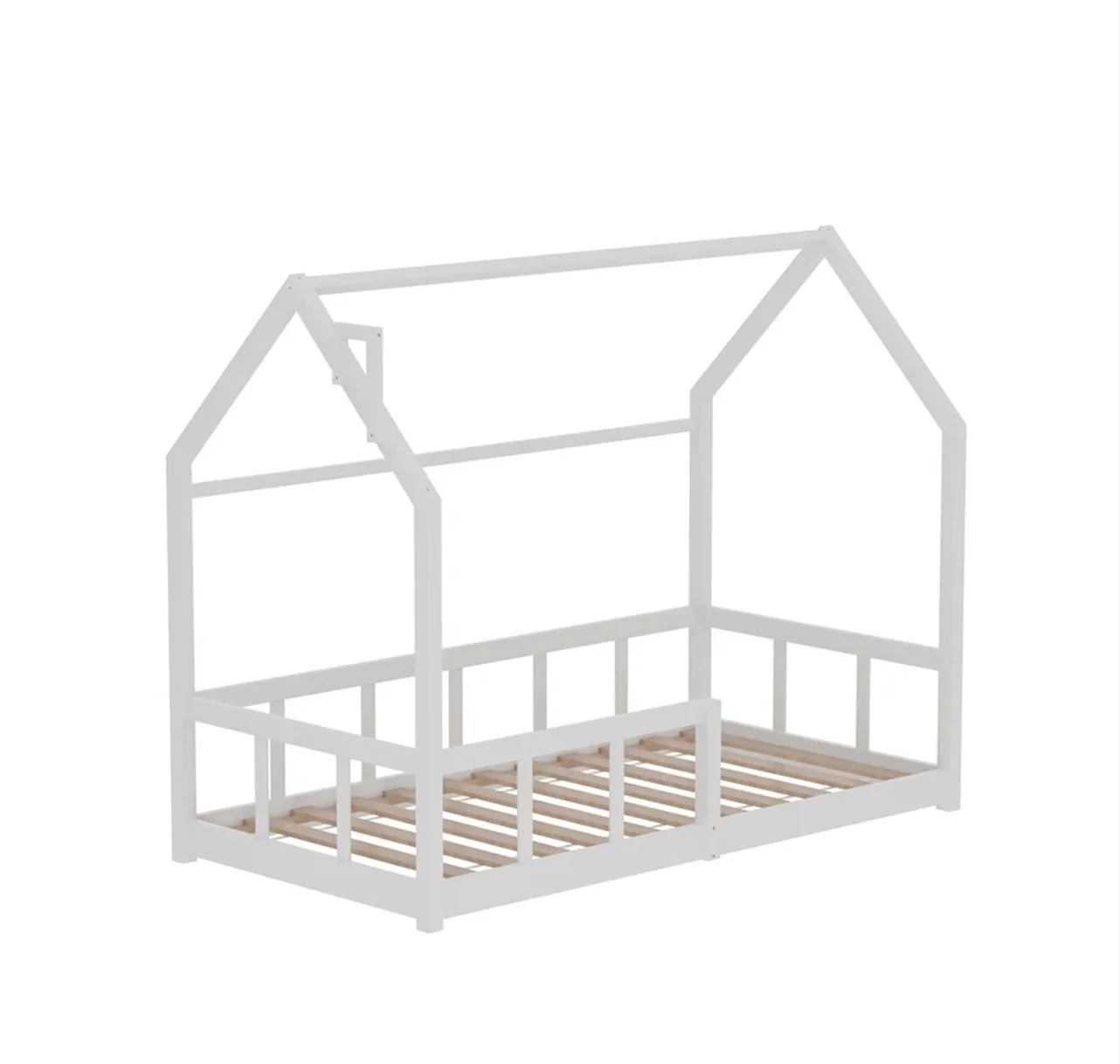 White Wooden House Bed Frame | Toddler Bed | Pine Wood | Magical Design