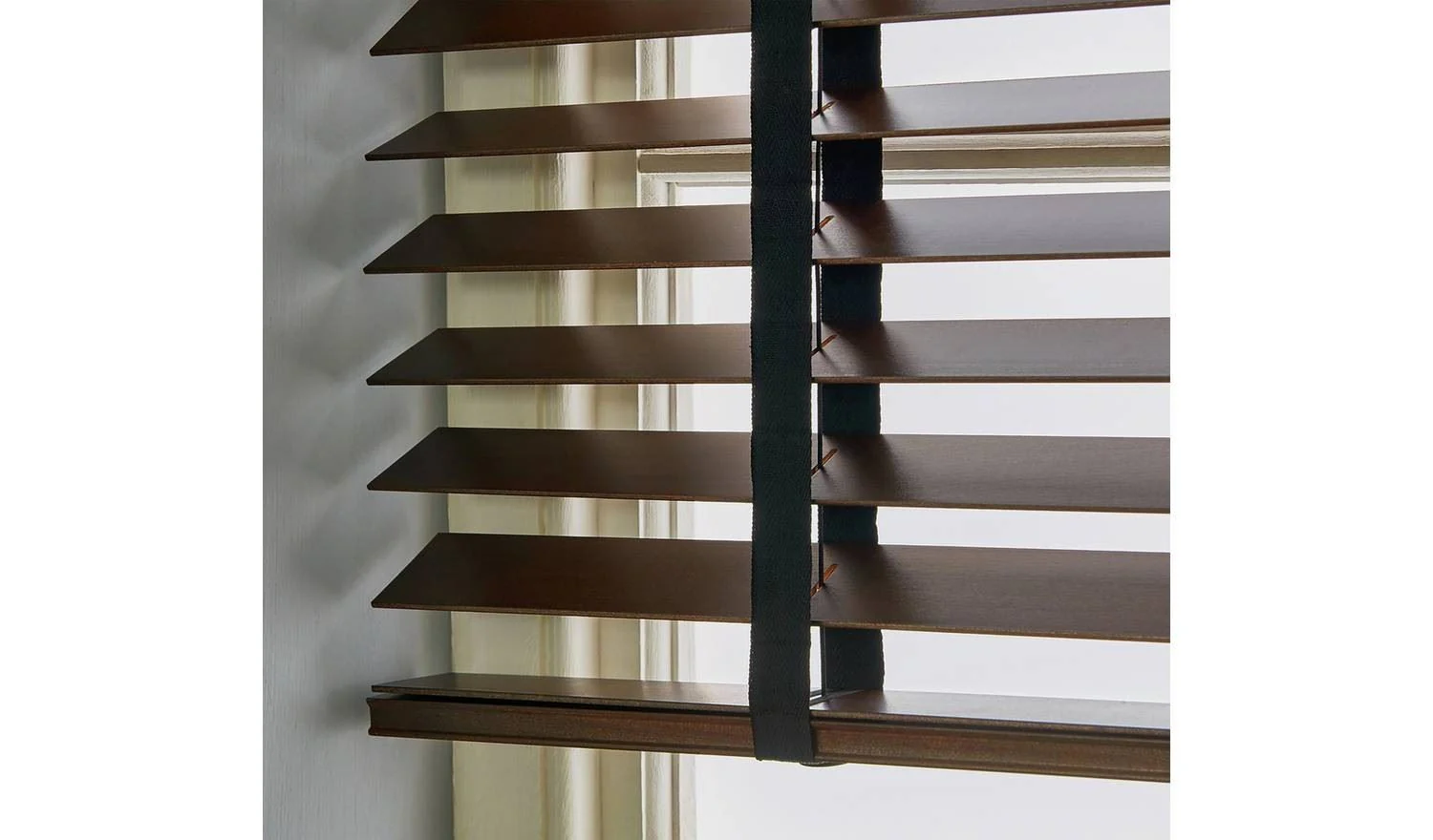 Wooden Brown 50mm Slat Venetian Tape Blind - 60x160cm - Image 3
