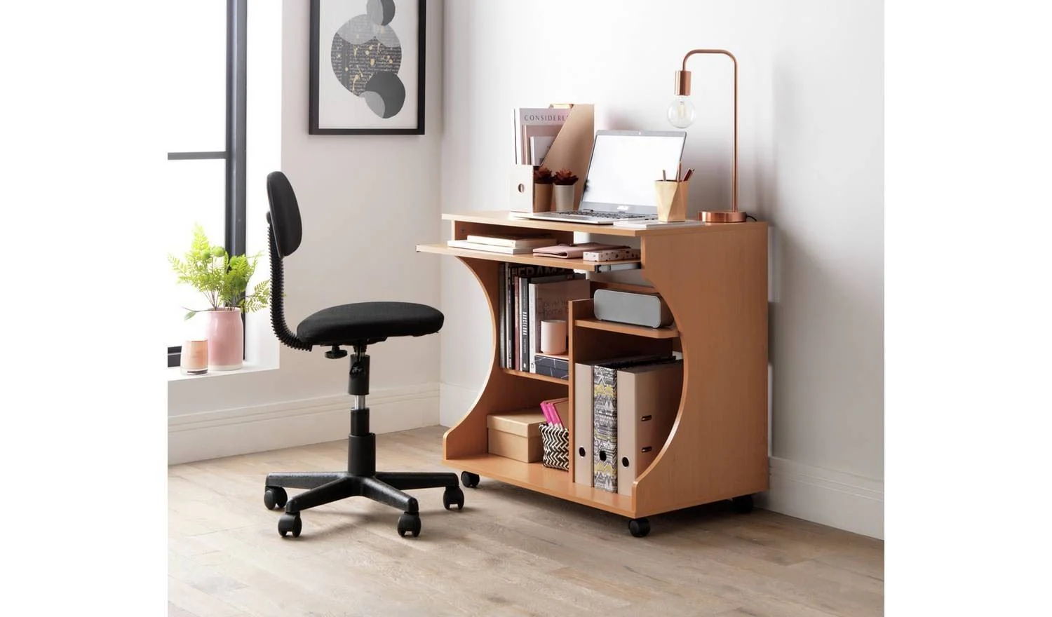 Workstation Office Desk Beech Effect For Computer Laptop Study - Image 3