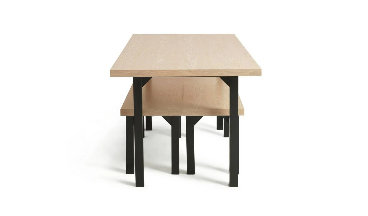 Zayn Non-Extend Birch Dining Table & 2 Birch Benches Dining Set - Image 5